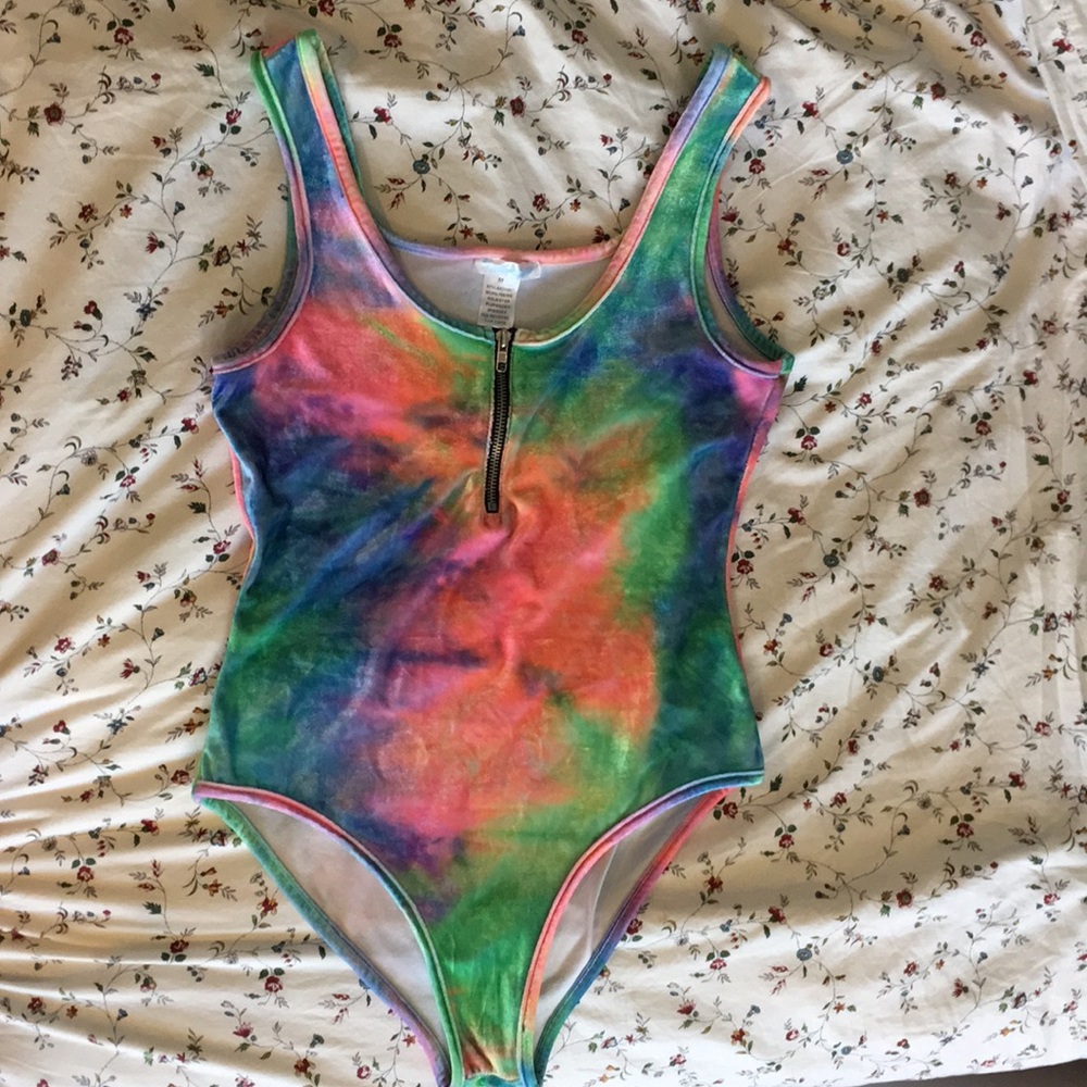 Tie dye velvet bodysuit
